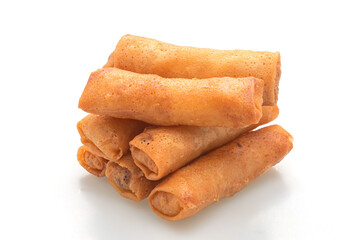 fried spring roll on white background