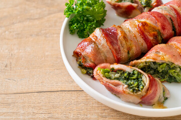 baked bacon stuffed spinach and cheese