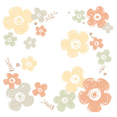 北欧風な花柄の背景　スクエア　フラワー　ポピー