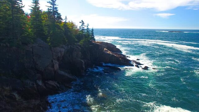 Coastline of Acadia National Park in autumn, Maine