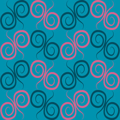 Seamless texture, pattern on a square background - colored curls. Abstraction.