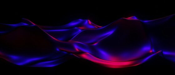 Wave fluid gradient 3d rendering background illustration. Blue metallic glowin color