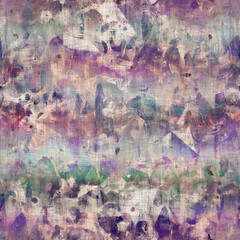 Naklejka premium Seamless purple and cream textured mixed media pattern print. High quality illustration. Artistic digital faux collage or paint design for print for surface design in any application.