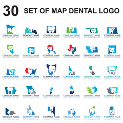 set of map dental vector , set of dental point logo