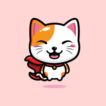 cartoon cute lucky cat vector design to be a hero