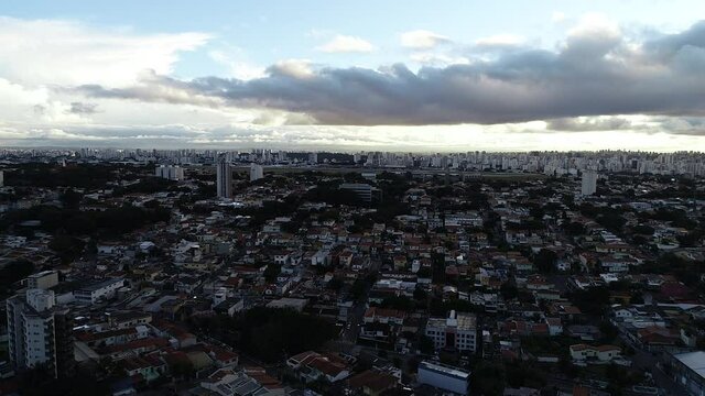 Aerial drone video of the city of S&atilde;o Paulo. Congonhas airport in the background
