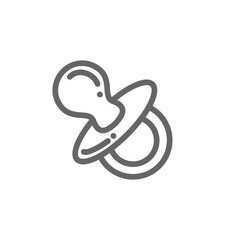Baby pacifier, dummy thin line style vector icon