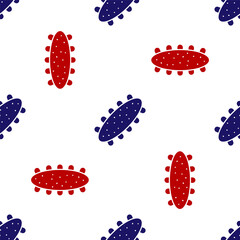 Blue and red Sea cucumber icon isolated seamless pattern on white background. Marine food. Vector.