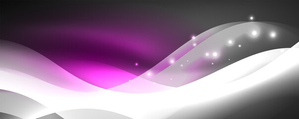 Shiny glowing neon wave, light lines abstract background. Magic energy and motion concept. Vector wallpaper template