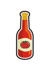 Tomato sauce bottle. Simple flat illustration with black outline.