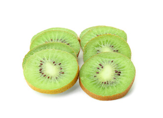 Fototapeta premium Slices of ripe kiwi on white background