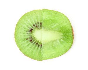 Cut ripe kiwi on white background