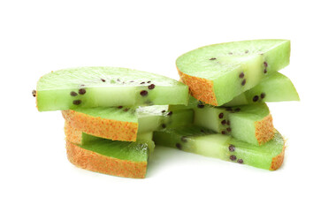 Slices of ripe kiwi on white background