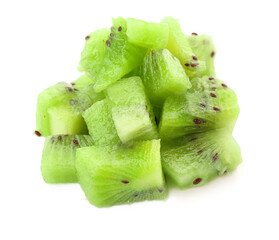 Pieces of ripe kiwi on white background