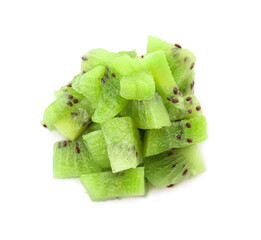 Pieces of ripe kiwi on white background