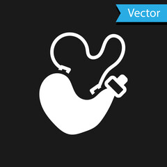 Fototapeta premium White Spanish wineskin icon isolated on black background. Vector