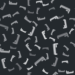 Grey Bed icon isolated seamless pattern on black background. Vector