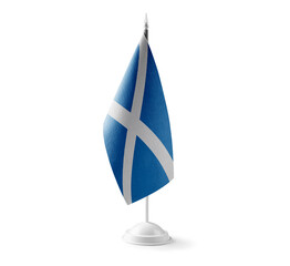 Small national flag of the Scotland on a white background