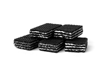 Black wafers isolated on white background.