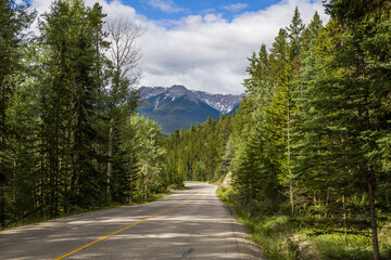 Fototapeta premium road in the mountains Banff town, Alberta, Canada