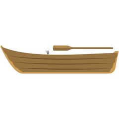 Wooden boat vector illustration isolated on white