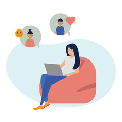 internet communication, social media, chat, video, news, messaging, website, friendship, mobile web vector graphics