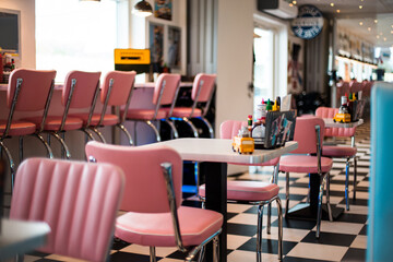View of a stylish cafeteria.