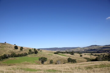 Views of the country town of Killarney in Queensland Australia.  With rolling hills and green paddocks