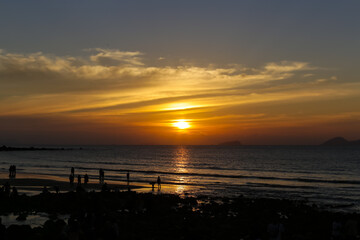Fototapeta na wymiar Beautiful sunset on the Damai Beach, Kuching, Sarawak
