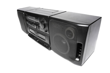 Stereo radio tape recorder isolated on the white background.