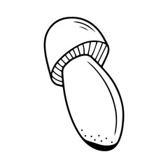 Hand drawn mushroom isolated on a white background. Doodle, simple outline illustration. It can be used for decoration of textile, paper.