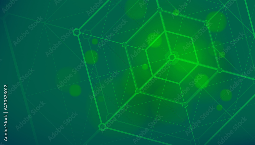 Poster abstract digital technology and connection geometric lines on background. digital data visualization
