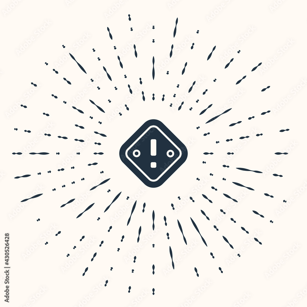 Poster grey exclamation mark in triangle icon isolated on beige background. hazard warning sign, careful, a