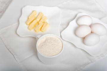 Butter, flour and butter for making dough. Recipe ingredients