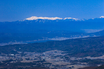 Fototapeta na wymiar 八ヶ岳硫黄岳山頂から　北アルプス乗鞍岳遠景、茅野市、長野県、日本