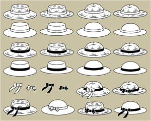 麦わら帽子01-線画