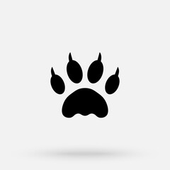 Vector illustration. Tiger paw prints logo. Black on white background. Animal paw print with claws. © studiographicmh