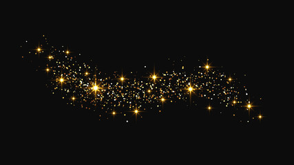 Gold glittering confetti wave and stardust © dniprodd