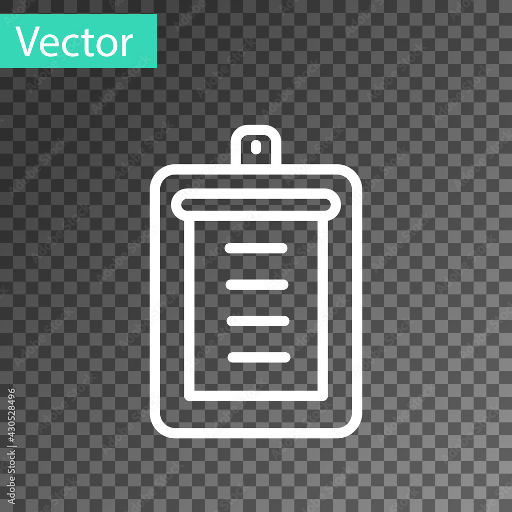 Poster white line clipboard with checklist icon isolated on transparent background. control list symbol. su