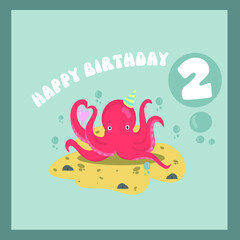 Greeting card from a cute octopus