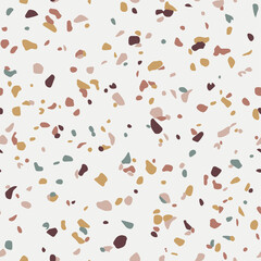 Terrazzo pattern seamless vector. White and brown terrazzo.