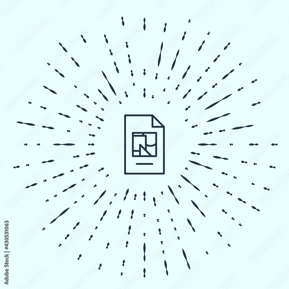 Poster black line file document with illustration icon isolated on grey background. checklist icon. busines