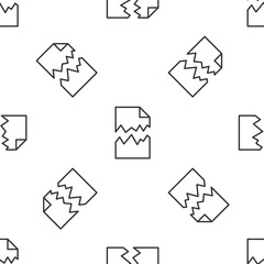 Fototapeta premium Grey line Torn document icon isolated seamless pattern on white background. Vector