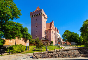 Fototapeta na wymiar Panoramic view of historic Duke Przemysl Royal Castle in Old Town city center of Poznan, Poland