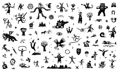 fairy tale icon set background