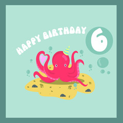 Greeting card from a cute octopus