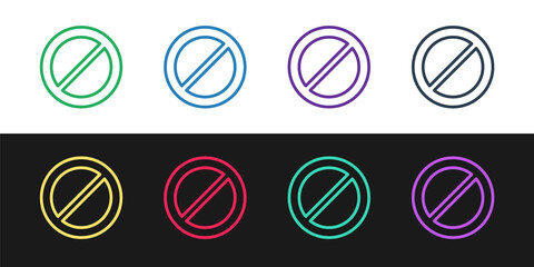 Fototapeta premium Set line Ban icon isolated on black and white background. Stop symbol. Vector