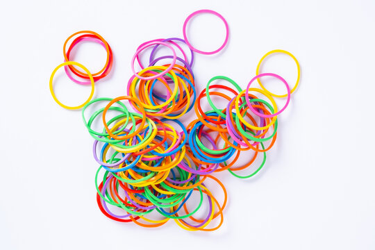 Rubber band on white background.