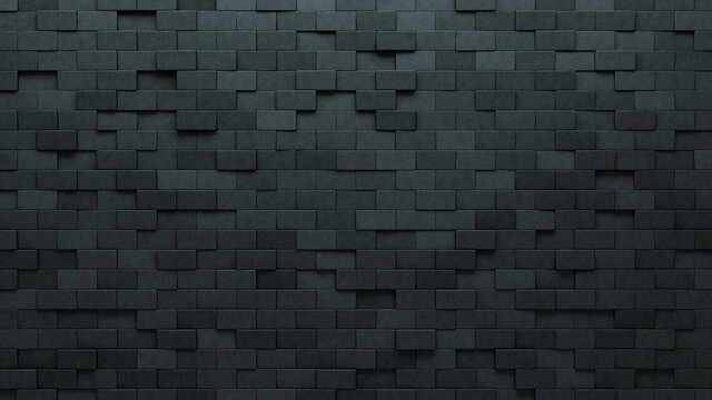 3D, Polished Wall background with tiles. Rectangle, tile Wallpaper with Futuristic, Concrete blocks. 3D Render