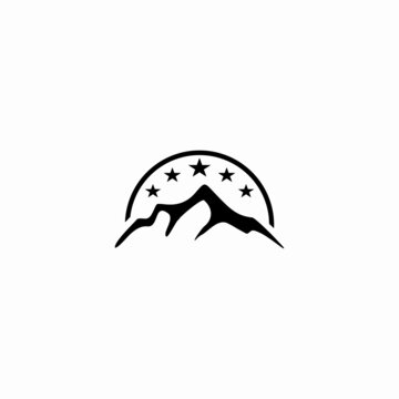 mountain with star on top for Landscape Photography Logo, 
Iconic logo suitable for 
companies related to movie production, photography, 
outdoor activities, hotel, restaurants, etc.